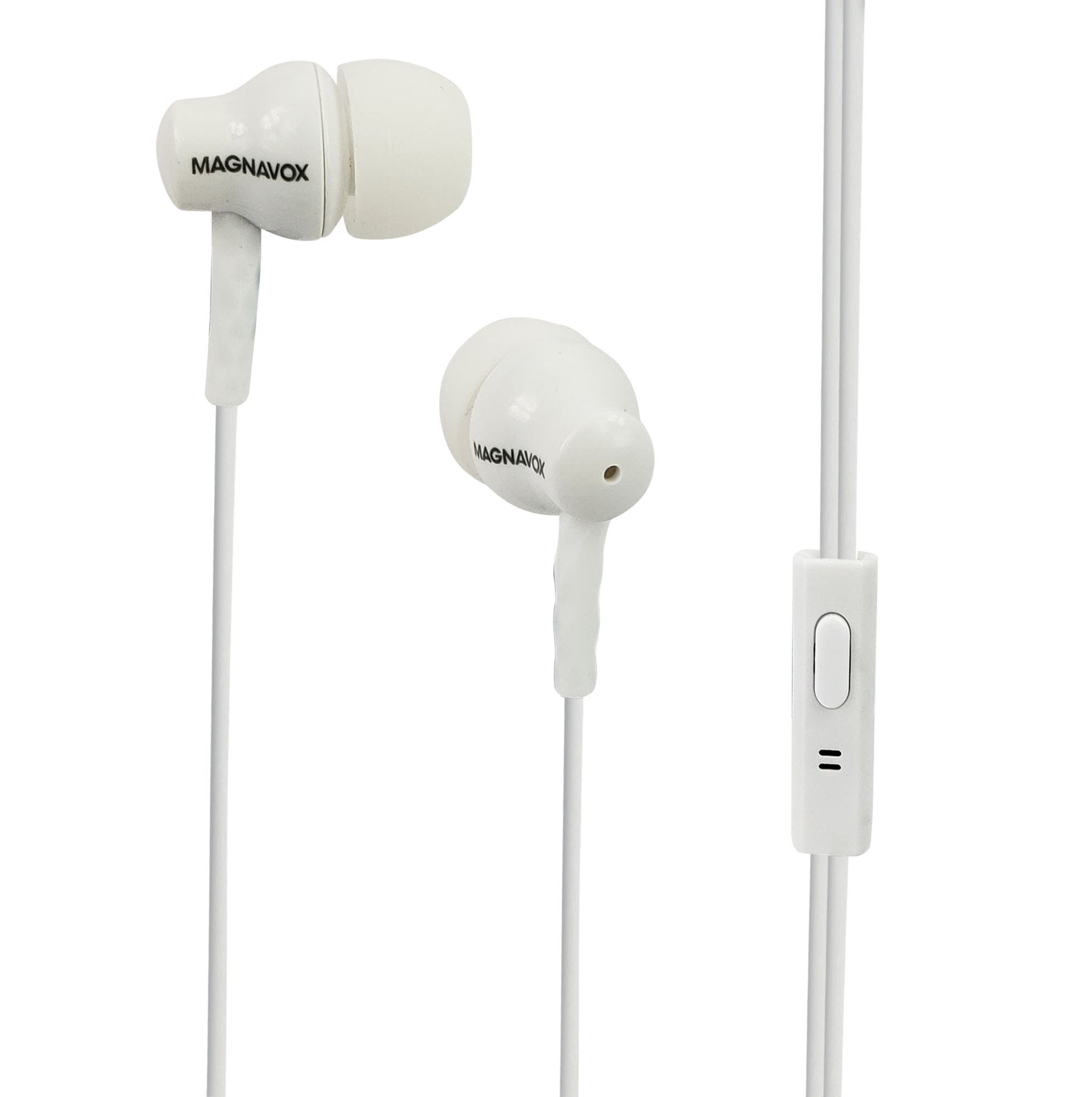 Magnavox Silicon Earbuds with Microphone - White