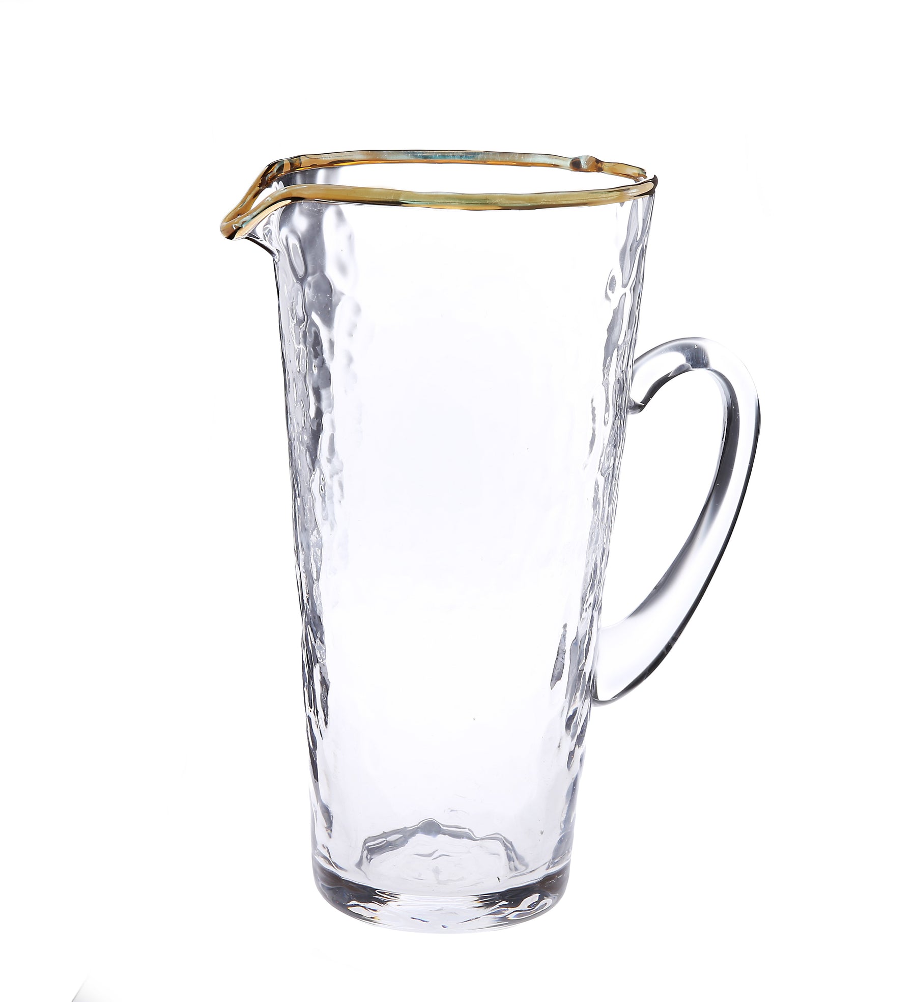 Classic Touch Pebbled Glass Pitcher with Gold Rim