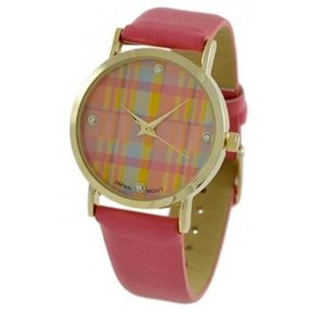 Geneva Girl's Stainless Steel Leather Watch, Pink