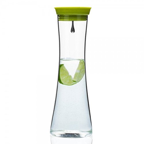 Brilliant 33 Oz Pure Water/Juice Glass Pitcher/Jug with Silicone Top, Lime Green