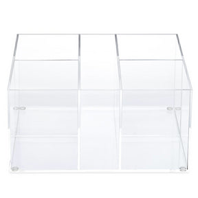 Lucite by Design CC774 Premium Lucite Cutlery Flatware Napkin Caddy Holder with 5 Compartments (7” X 7.5” X 4”)
