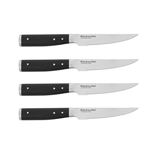 KitchenAid Gourmet 4-Piece Forged Triple Rivet Steak Knife Set, Black