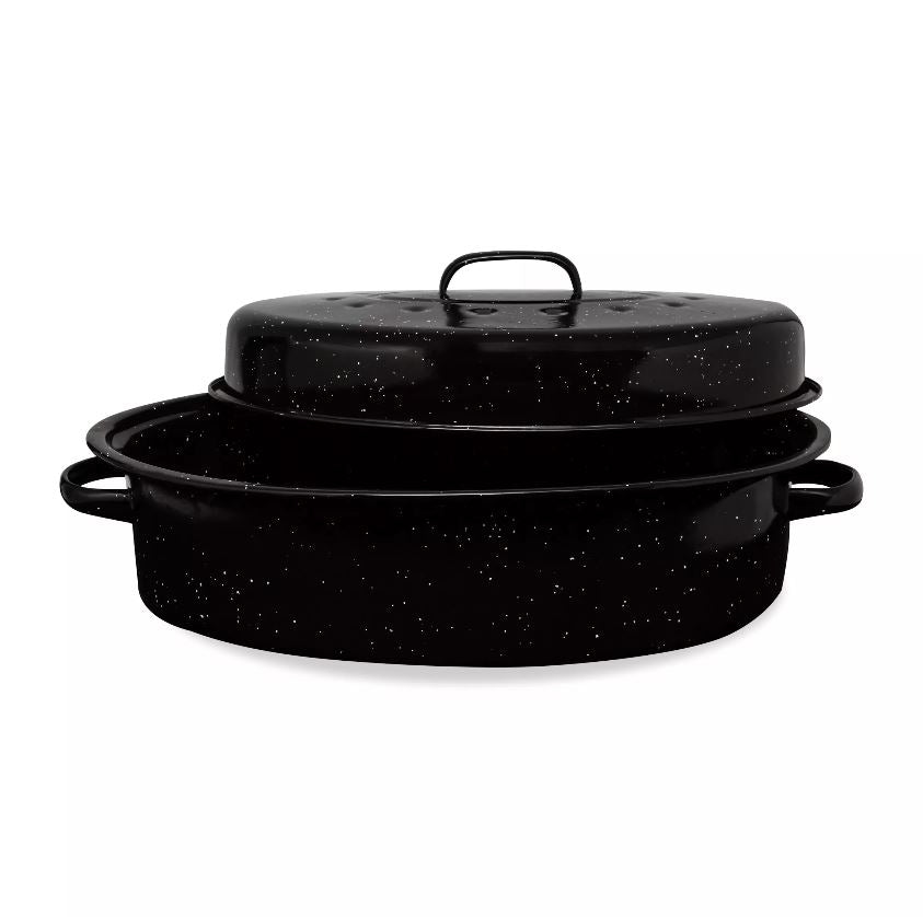 Millvado - Granite Extra Large Oval Roaster With Lid