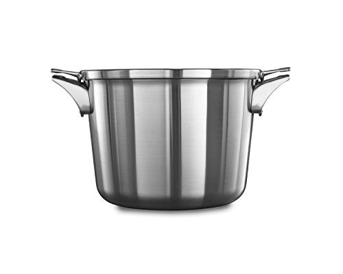 Calphalon Premier Space Saving Three Ply Stainless Steel 8qt Stock Pot with Flat Glass Cover COOKPOT