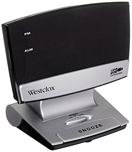 Westclox 0.9 LED Plasma Screen Alarm Clock with USB Charging Port, Black