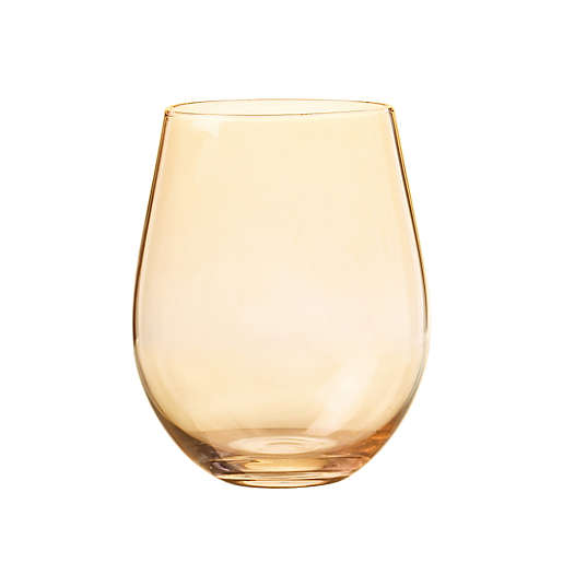Qualia Radiance 19 Oz Stemless Wine Water Goblet Glasses - Amber, Set of 4