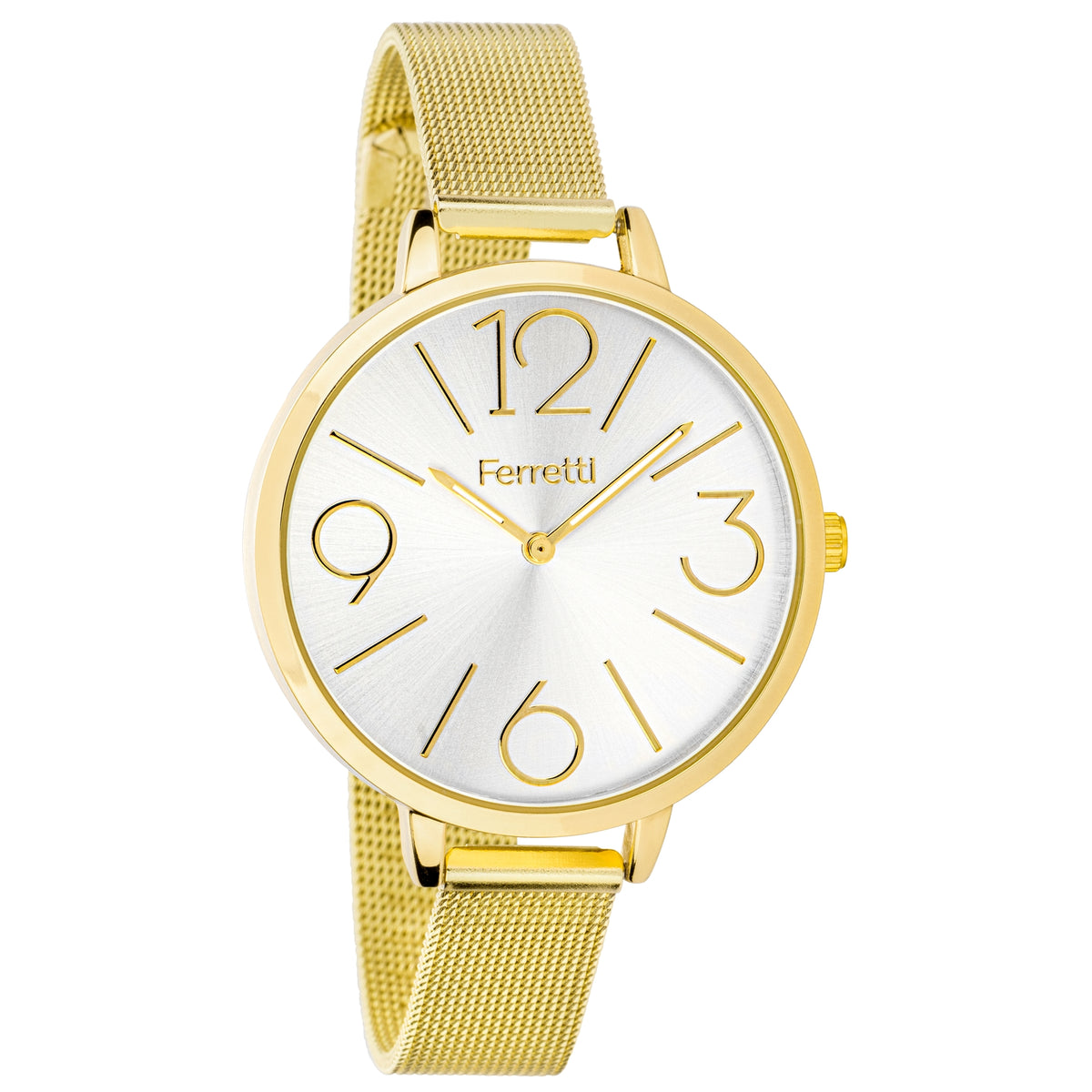 Ferretti Women's Watch with Thin Mesh Band, Gold