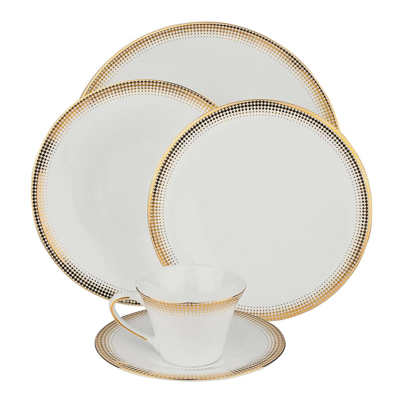Shinepukur Ceramics 20908GL 20 Piece Bone China Dinnerware Set, Ambassador Gold