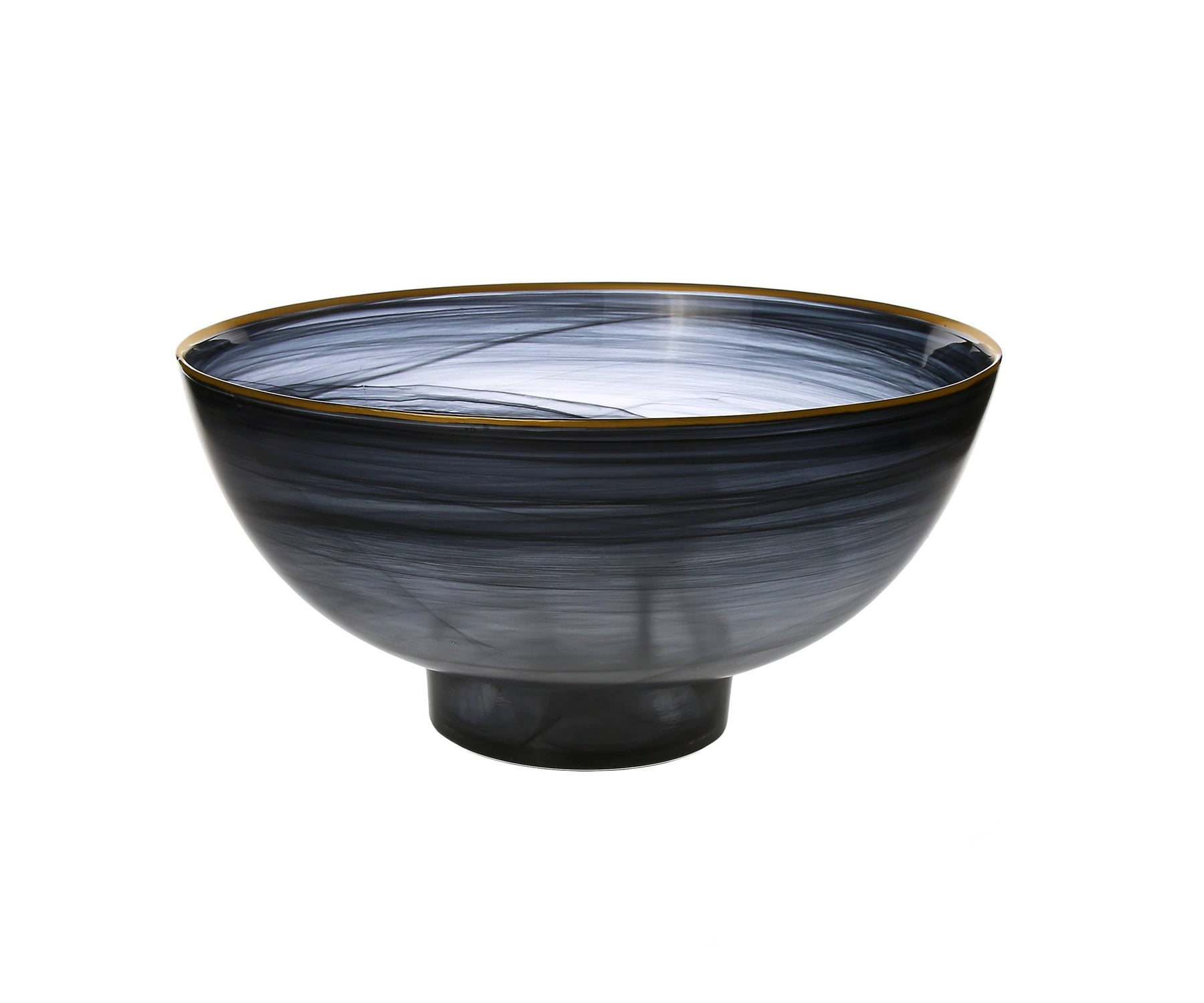 Classic Touch Black Alabaster Salad Bowl With Base