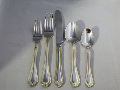 Holister Museum Collection 20 Piece Flatware Set, 18/10 Sherbrooke Gold Accent