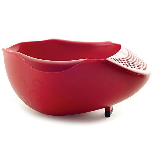 Norpro  2QT Serving Bowl with Strainer, Red