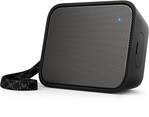 Philips BT110B Wireless Bluetooth Speaker, 4W, Powerful Bass, AUX, IPX4 Splash Resistant, Includes Strap, Black