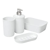 Superio Ribbed Plastic Bathroom Accessory Set, White Smoke
