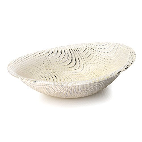 Classic Touch Candy Oval Bowl with Wavy Design, Silver - 8.5 by 6-Inch