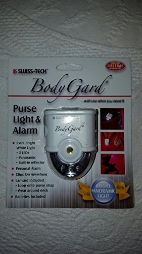 Swiss Tech Body Gard Purse Light and Alarm Personal Security Device, White