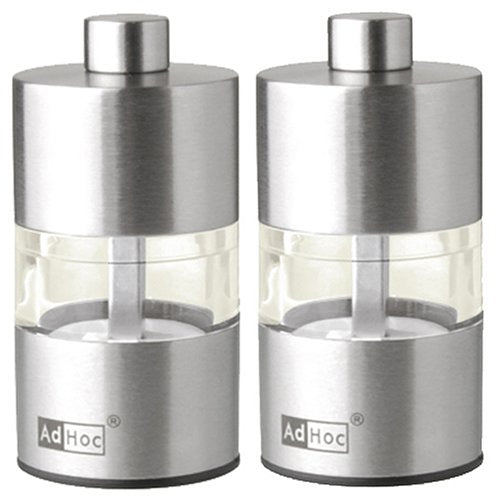 Adhoc Mini Mill 2.5" Pepper Mill Set, Stainless Steel and Acrylic