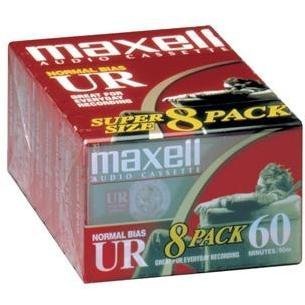 Maxell UR-60 Blank Audio Cassette Tape, 8 Pack