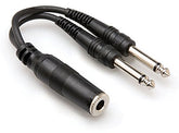 Hosa YPP-106 1/4" TSF to Dual 1/4" TS Y Cable, Duplicates Mono Signal
