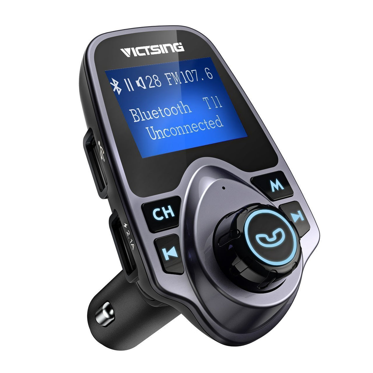 VicTsing Wireless Bluetooth FM Radio Transmitter Adapter with Hand-Free Calling and 1.44” LCD Display, Music Player Support TF Card USB Flash Drive AUX Input/Output