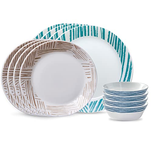 Corelle Everyday Expressions Geometrica 12 Piece Modern Dinnerware Set, Service for 4