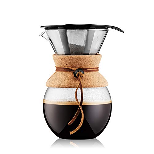 Bodum Glass Pour Over Coffee Maker with Permanent Filter, Cork Band