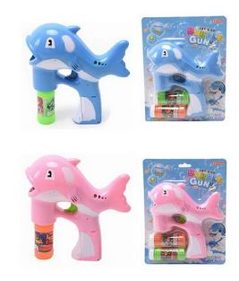 Battery Operated Dolphin Bubble Gun with Lights and Music, Blue and Pink