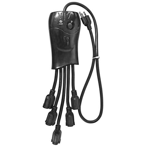 Bright-Way 11290 Flexible End Power Strip, 5 Outlets,  Black