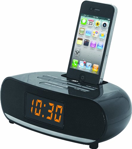 NAXA Electronics Digital DUAL Alarm Clock Radio with Dock for iPod/iPhone, Black