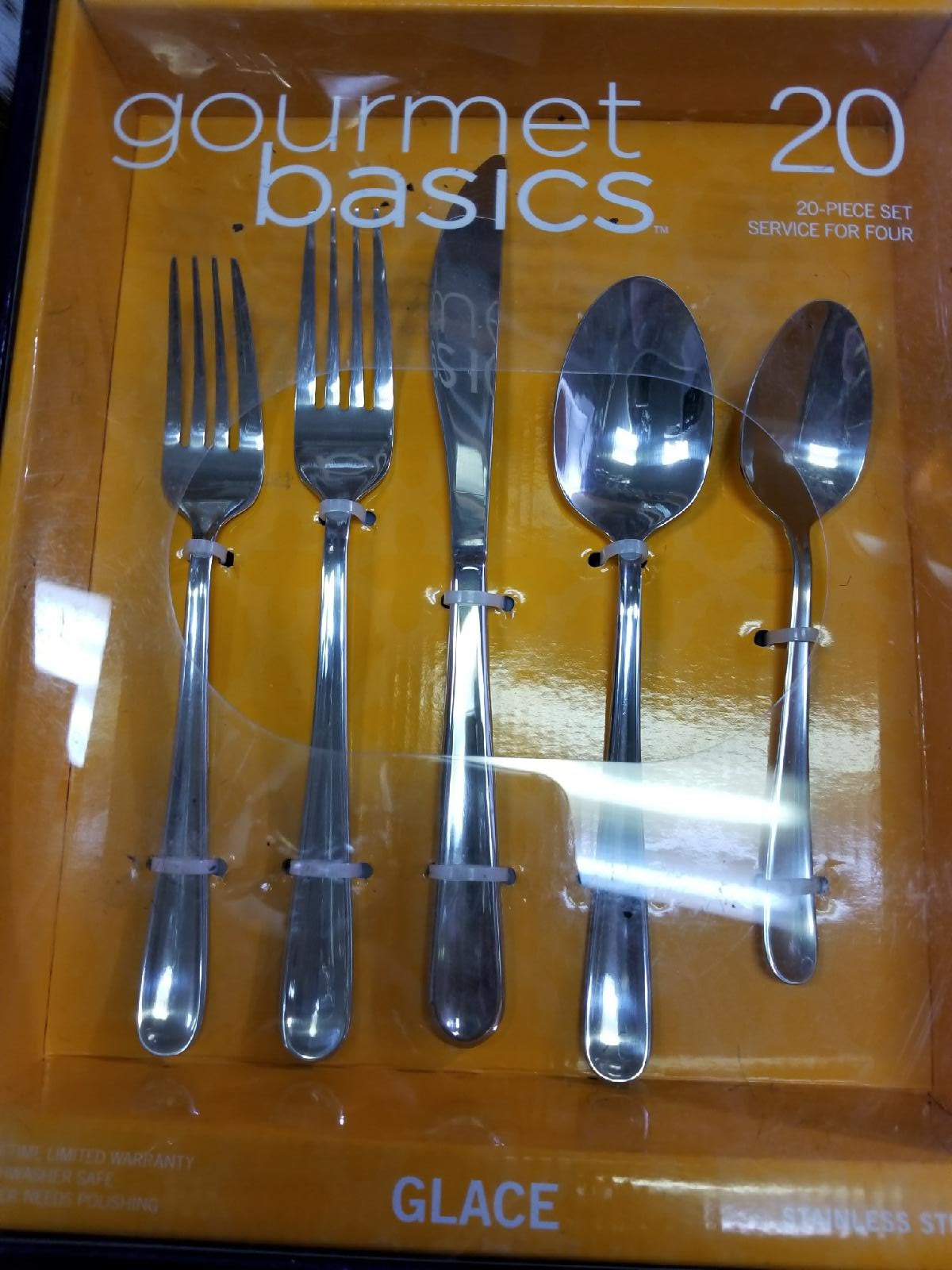 Gourmet Basics by Mikasa 520436 20 Piece Flatware Set, Beckham Glace