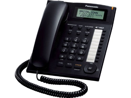PANASONIC KX-TS880-B Corded Desk Phone with Caller ID and Hold Button - BLACK