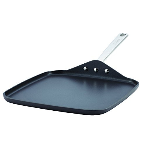 Anolon 81057 Authority 11"  Hard Anodized Nonstick Square Griddle Pan, Gray - Oven Safe, Dishwasher Safe GRILLPAN