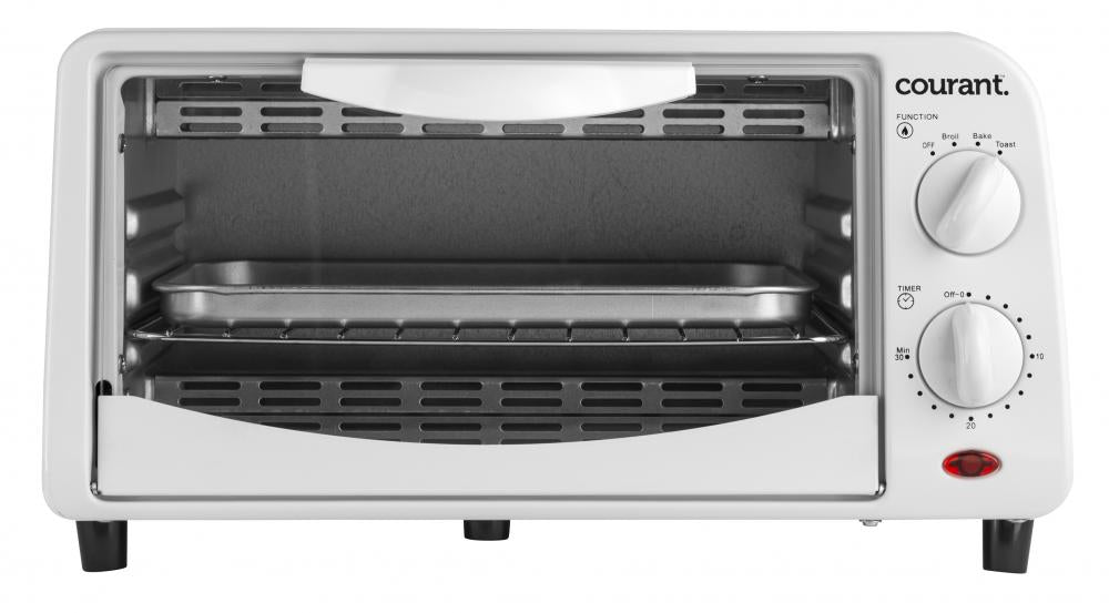 Courant TO942W 4 Slice Countertop Toaster Oven with Bake and Broil Functions and 30 Minute Timer, White TOASTOV