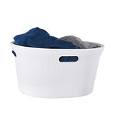 Superio Decorative Plastic Laundry Basket with Cut-Out Handles, White Smoke