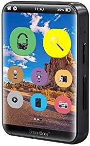 Samvix Smartbass 2.0 16 GB Touch MP3 Player with 2.4 Inch Screen Holds up to 128 GB micro SD, Variable Playback Speed, Built in Speaker, Voice Recorder, Bluetooth, Copy Paste Function , Black