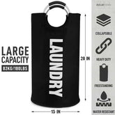 Zulay 82L Large Heavy Duty Collapsible Laundry Basket, Black