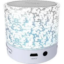 Coby CSBT334WH Bluetooth Speaker with USB/Aux Input, Built-in Rechargeable Battery and Microphone, White