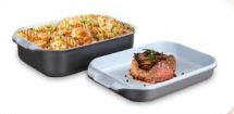 Imperial Ceramic Coated Rectangle Roaster With Lid, Lid 3QT Bottom 6QT