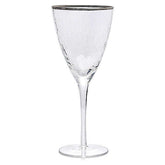 Qualia Mirage Stemmed Pebbled Wine Glass with Plantinum Rim, Set of 4