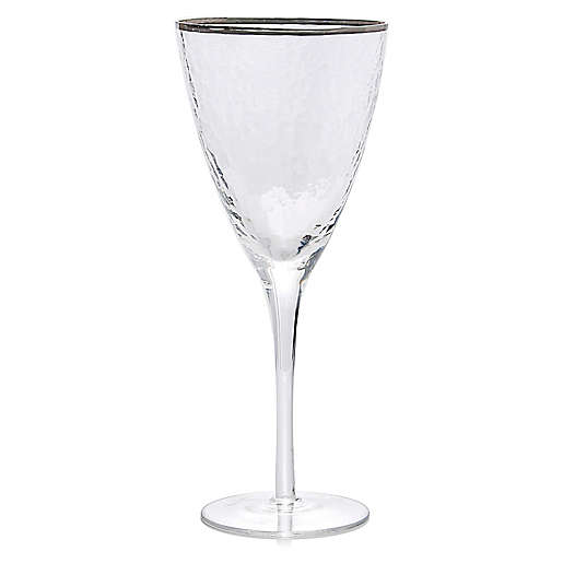 Qualia Mirage Stemmed Pebbled Wine Glass with Plantinum Rim, Set of 4