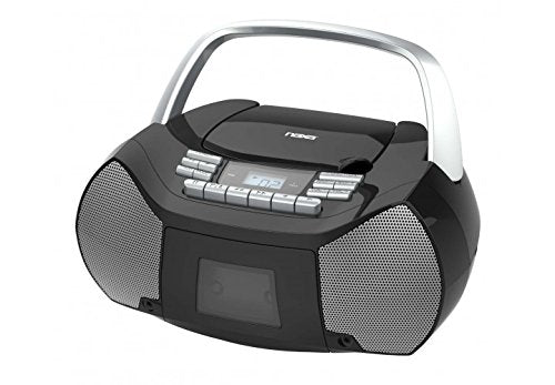 NAXA Electronics NPB-268 Portable CD/Cassette Boombox with Digital AM/FM Tuner (Silver/Black)