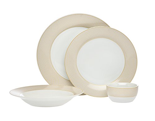 Gustav Amber 16 Piece Porcelain Dinnerware Set, Service for 4