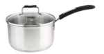 Millvado-Urban Stainless Steel Pot with Glass Cover, Black Silicone Handles, Various Sizes