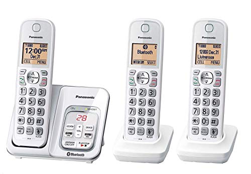Panasonic KX-TG833SK1 Link2Cell Bluetooth Cordless Phone With Voice Assist, Answering Machine, Talking caller id, wall mountable  3 Handsets NO BELT clip