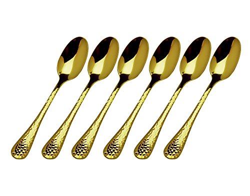Godinger Silver Art Gold Hammered Dessert Spoons, Set of 6