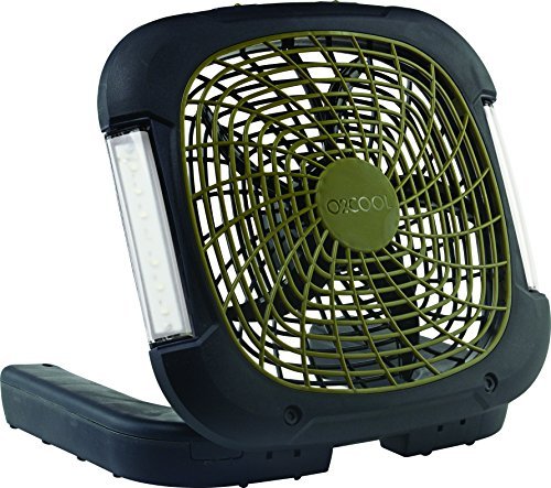 O2COOL 10" Portable Camping Fan with Lights - 6 x D Batteries or AC adapter (not included), 3 levels of light brightness, tilts for directional airflow