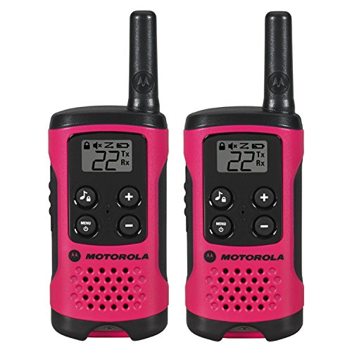 Motorola T107 16 Miles 22 Channel 2 Two Way Radio Walkie Talkie, Pink - 2 Pack - Requires 2 x AA Batteries WALKTALK