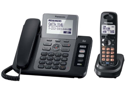 Panasonic KX-TG9471B DECT 6.0 2-Line 1-Handset Corded/Cordless Telephone, Black -  Answering System; Caller ID; Headset Jack; 3-way Conference; Up to 6 Handsets