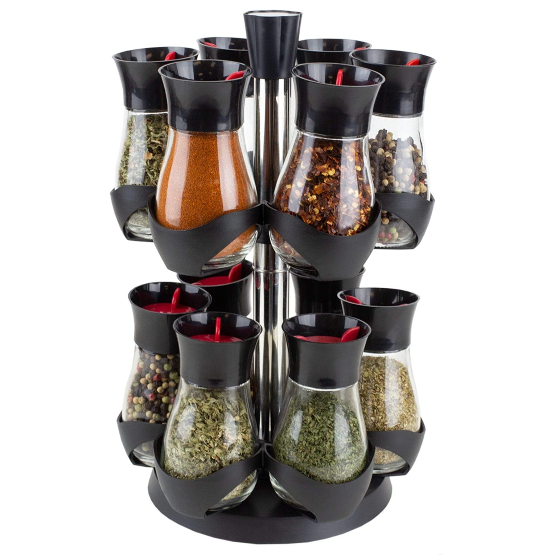 Home Basics Contemporary Gourmet Revolving 12 Jar Two Tier Spice Rack