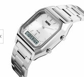 Skmei Men's Digiana Watch, Digital & Analogue Face Metal, Silver