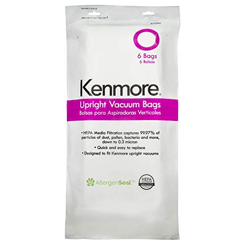 Kenmore 53294 Style O HEPA Cloth Vacuum Bags for Kenmore Upright Vacuum Cleaners 6 Pack,White